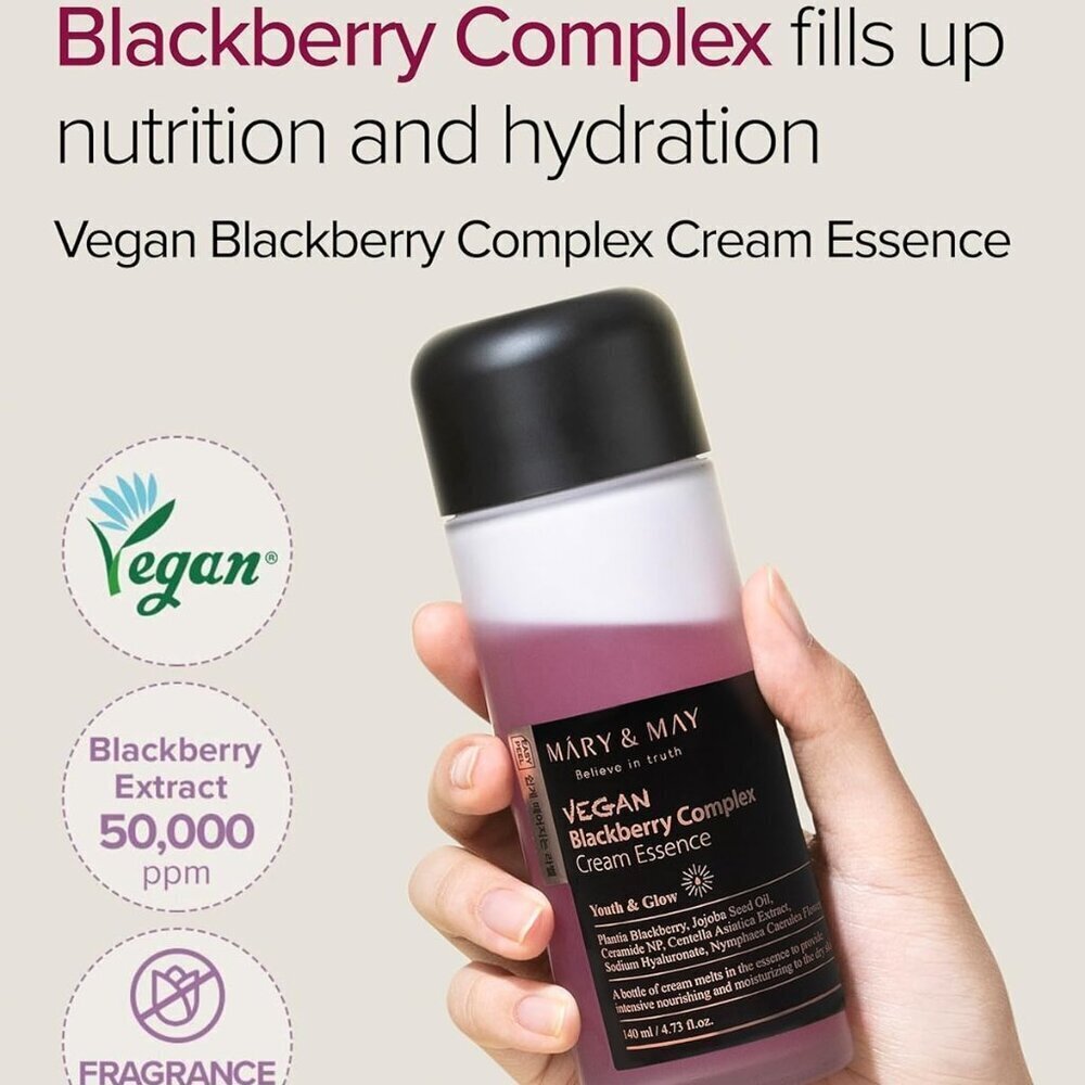 Mary & May Vegan Blackberry Complex Cream Essence Hypoallergenic, Anti Aging NIB